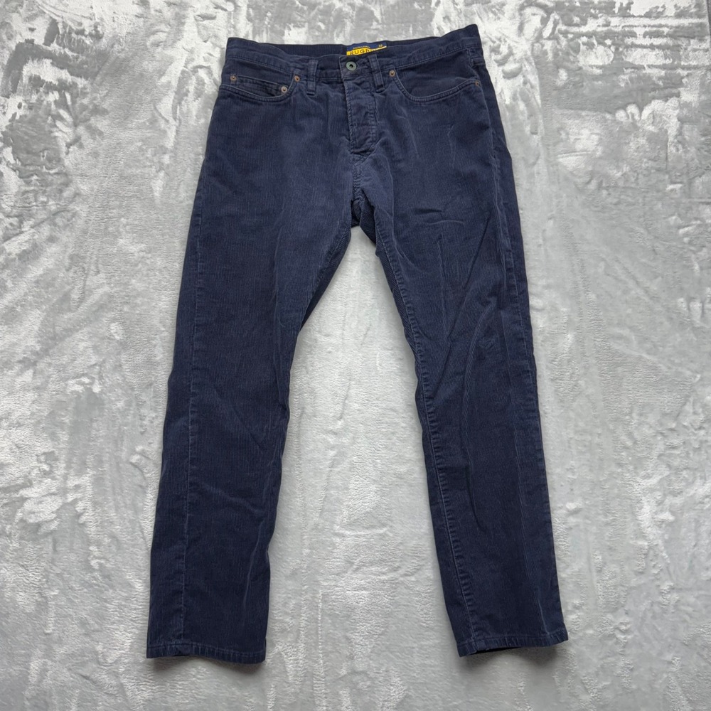 Ralph Lauren Rugby Pants Mens 32x30 Navy Blue Corduroy Straight Leg Button Fly